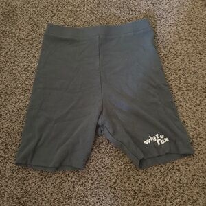 White Fox Green Ribbed Biker Shorts